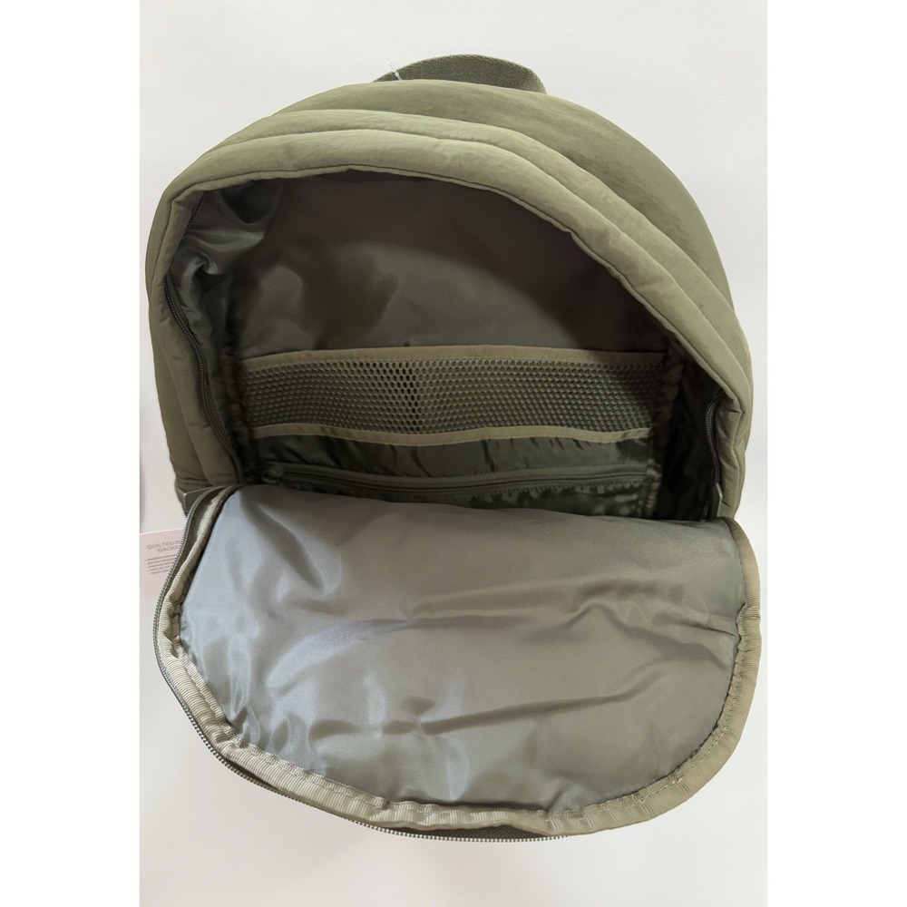 Victoria's Secret Pink Backpack Quilted Puffer Adjustable Strap Safari Green - Picture 7 of 8
